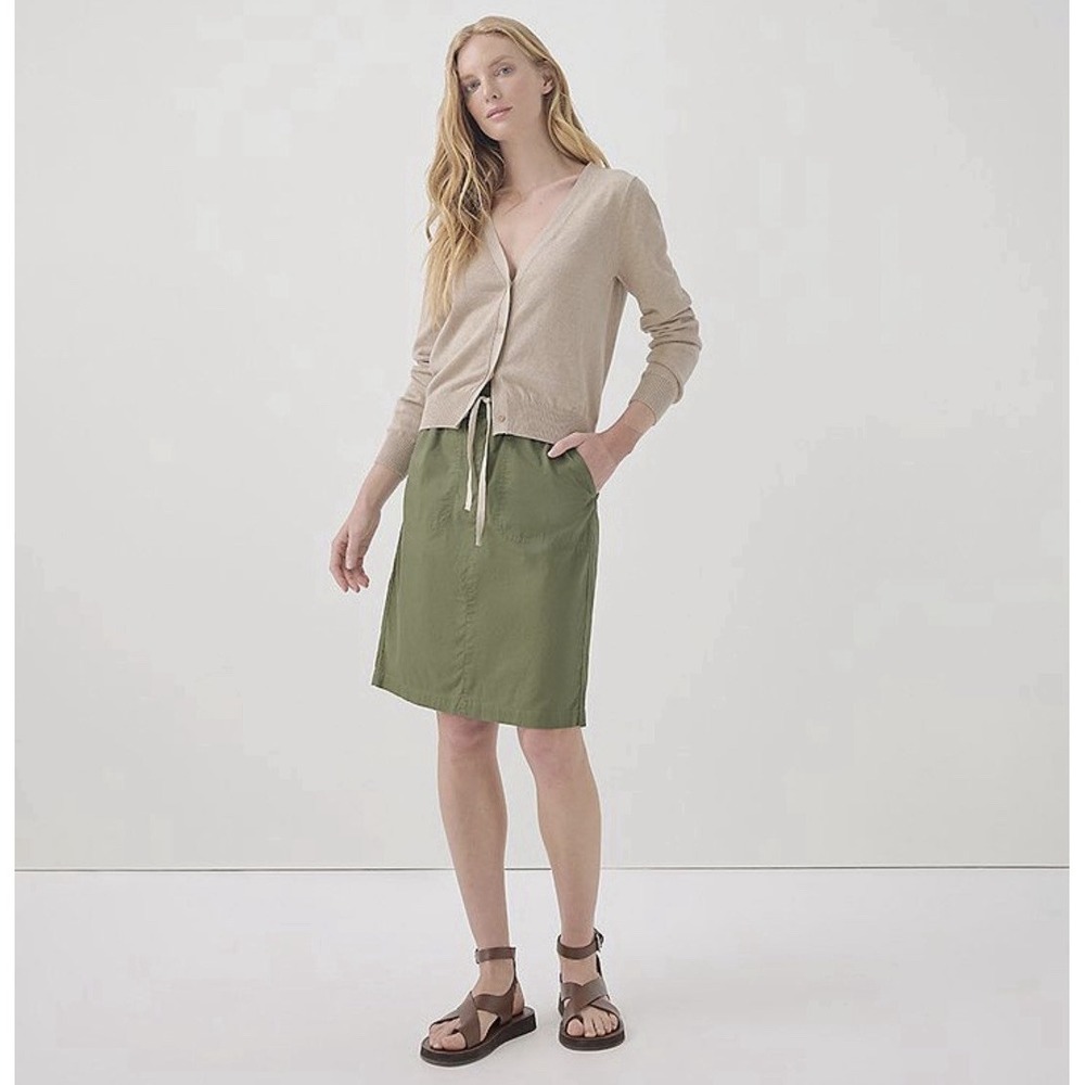 Pact Organic Cotton Daily Twill Utility Skirt Olivine Green Size XS Knee Length